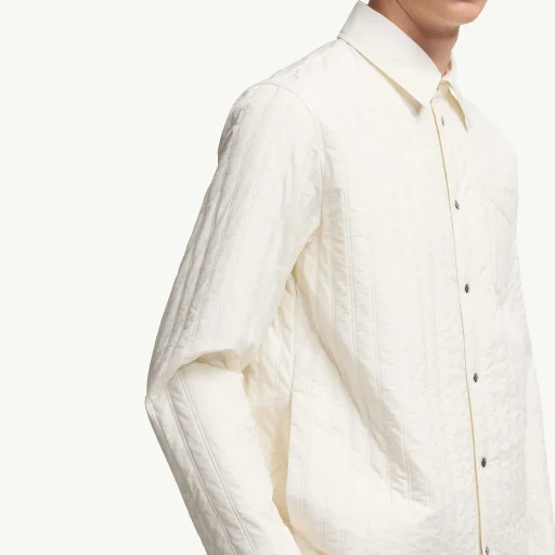 Vertical-Quilted Padded Shirt Jacket