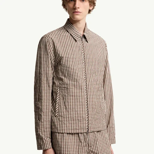 Vichy Cotton Blend Zip-Up Shirt