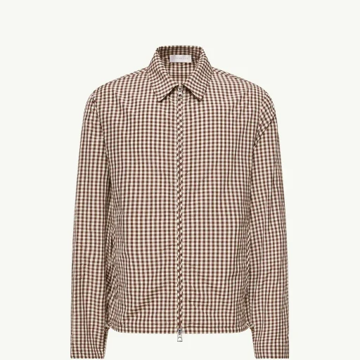 Vichy Cotton Blend Zip-Up Shirt