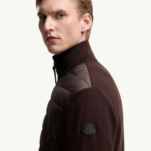 Padded Wool & Cashmere Zip-Up Cardigan