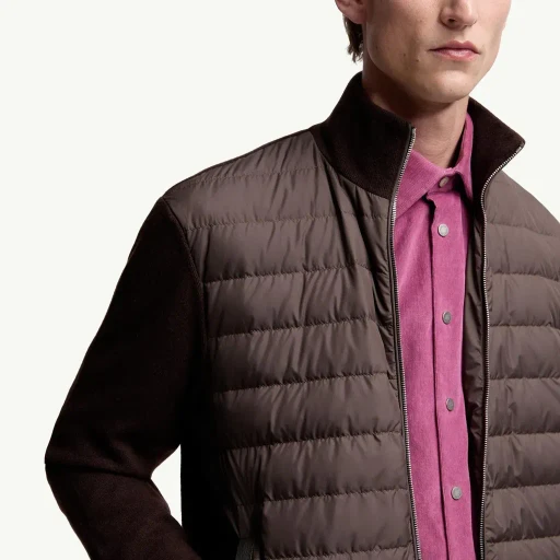 Padded Wool & Cashmere Zip-Up Cardigan