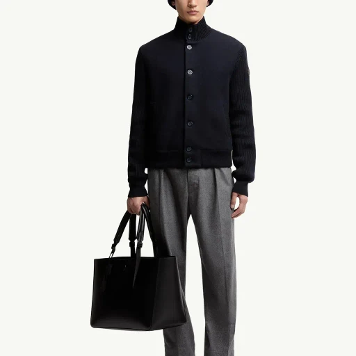 Padded Wool Zip-Up Cardigan