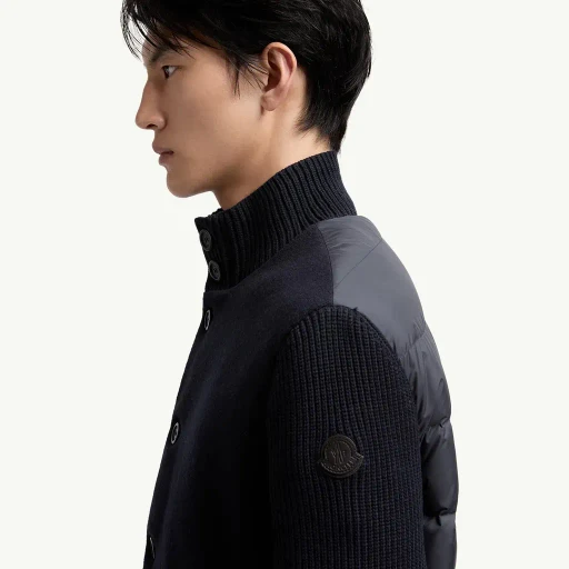 Padded Wool Zip-Up Cardigan
