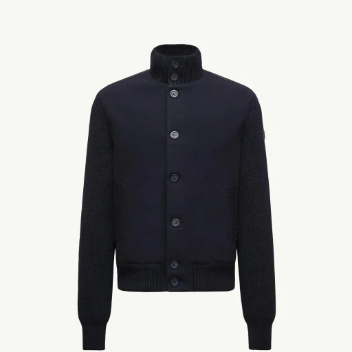 Padded Wool Zip-Up Cardigan