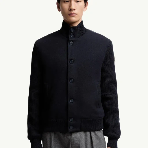 Padded Wool Zip-Up Cardigan