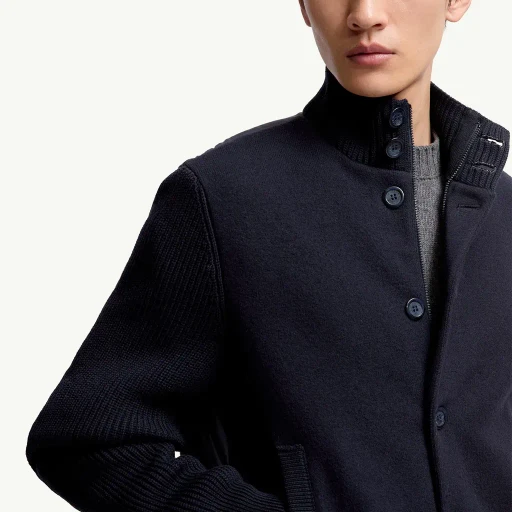 Padded Wool Zip-Up Cardigan
