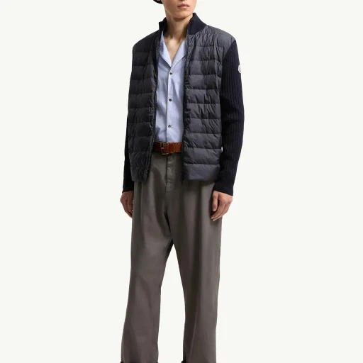 Padded Wool Zip-Up Cardigan