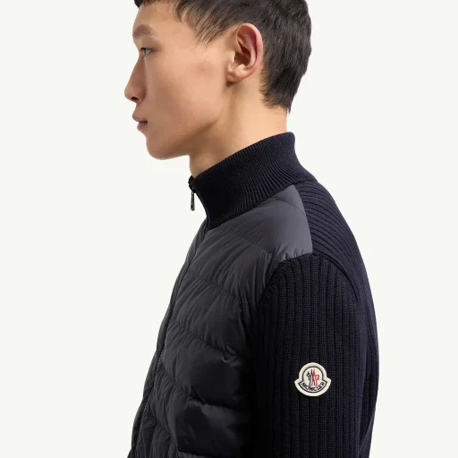Padded Wool Zip-Up Cardigan