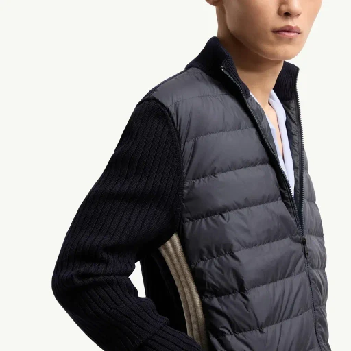 Padded Wool Zip-Up Cardigan