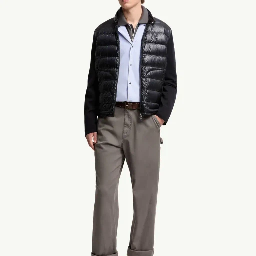 Padded Wool Zip-Up Cardigan