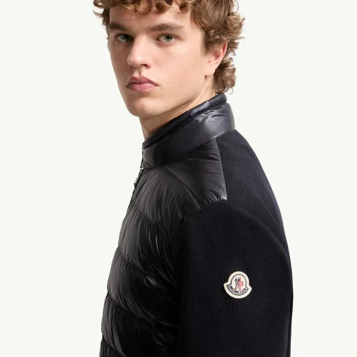 Padded Wool Zip-Up Cardigan