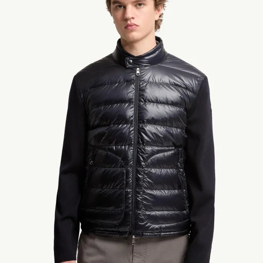 Padded Wool Zip-Up Cardigan