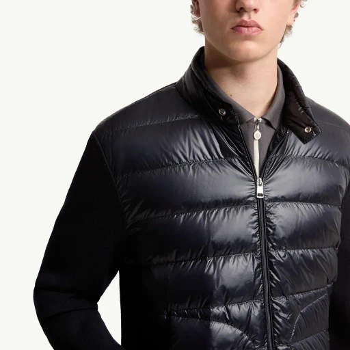 Padded Wool Zip-Up Cardigan