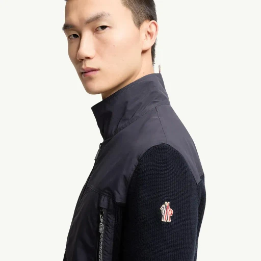 Padded Zip-Up Cotton Cardigan