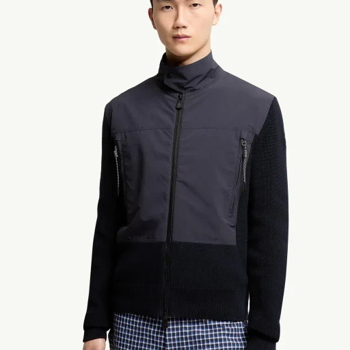 Padded Zip-Up Cotton Cardigan