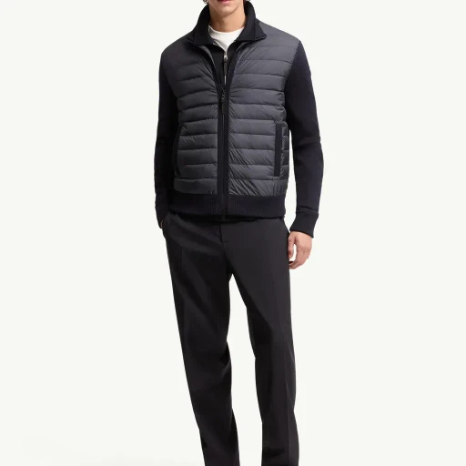 Padded Zip-Up Wool Cardigan