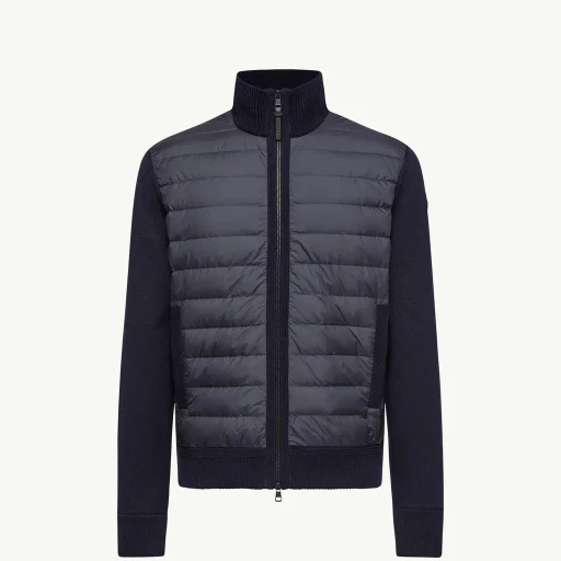 Padded Zip-Up Wool Cardigan