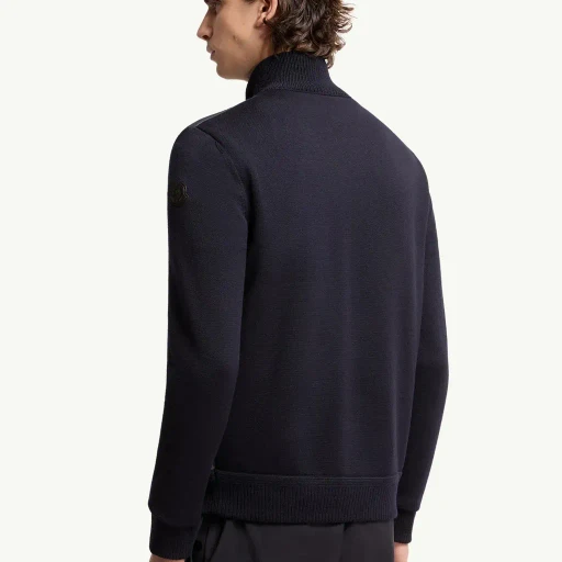 Padded Zip-Up Wool Cardigan