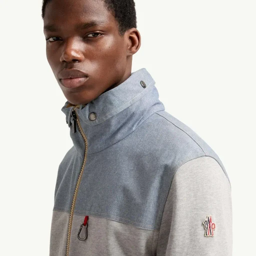 Cotton & Chambray Zip-Up Sweatshirt