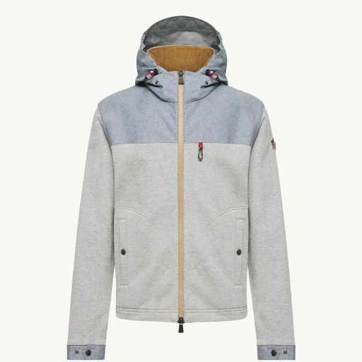 Cotton & Chambray Zip-Up Sweatshirt