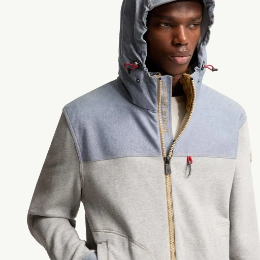Cotton & Chambray Zip-Up Sweatshirt