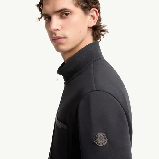 Cotton Blend Zip-Up Sweatshirt