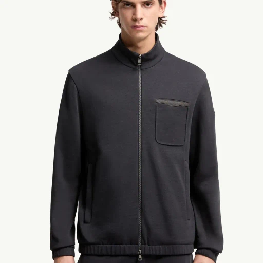 Cotton Blend Zip-Up Sweatshirt