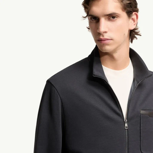 Cotton Blend Zip-Up Sweatshirt