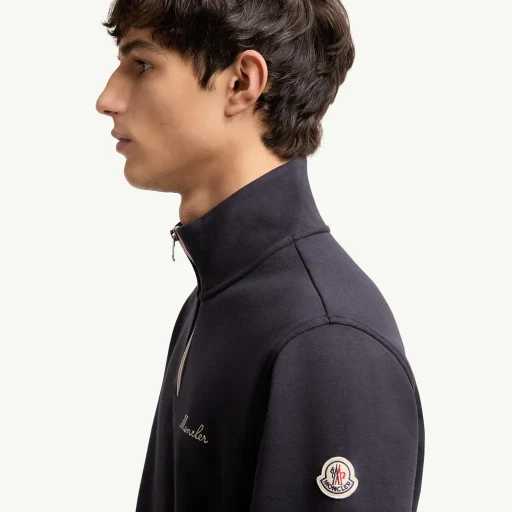 Embroidered Logo Polo Neck Sweatshirt