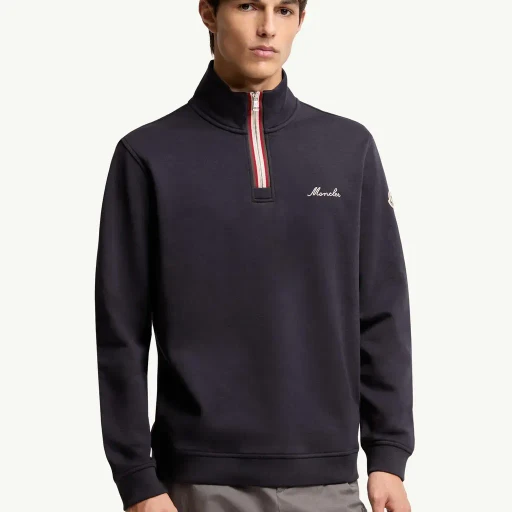 Embroidered Logo Polo Neck Sweatshirt