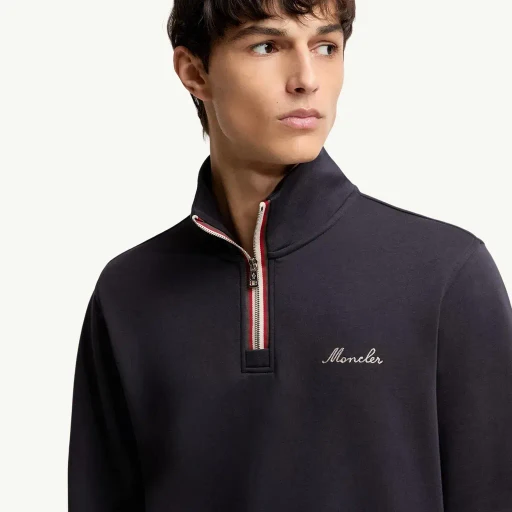 Embroidered Logo Polo Neck Sweatshirt