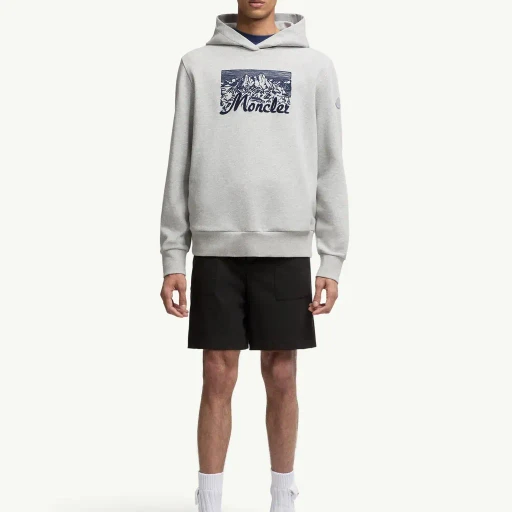 Embroidered Mountain Logo Cotton Hoodie