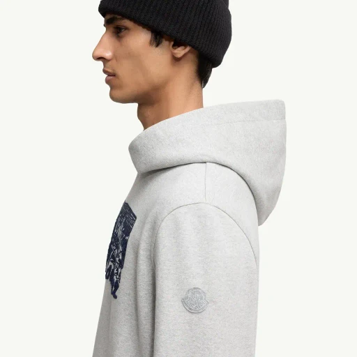 Embroidered Mountain Logo Cotton Hoodie
