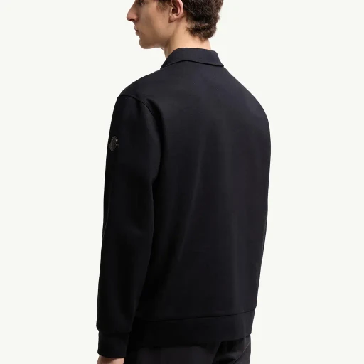 Leather Logo Cotton Blend Half-Zip Sweatshirt