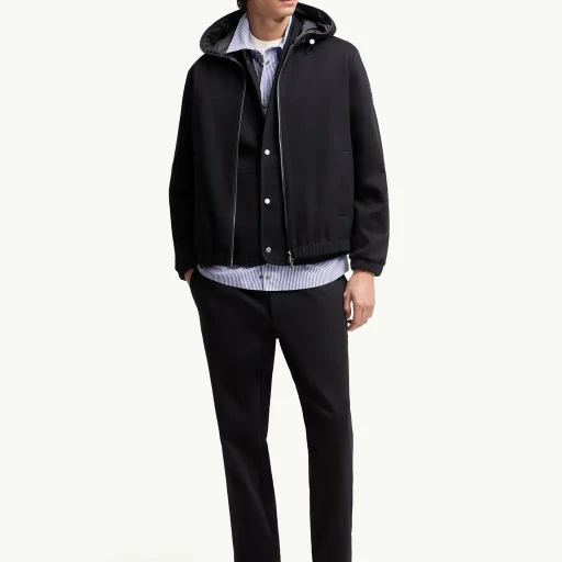 Leather Logo Cotton Blend Zip-Up Hoodie