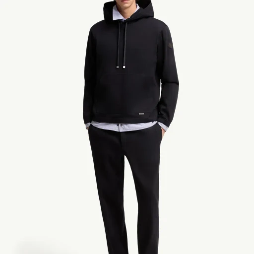 Leather Logo Cotton Blend Hoodie