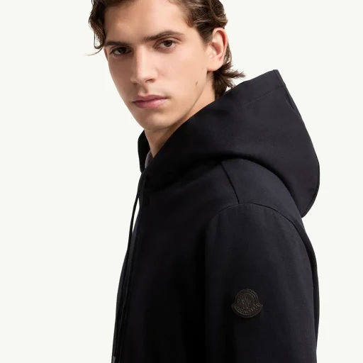Leather Logo Cotton Blend Hoodie