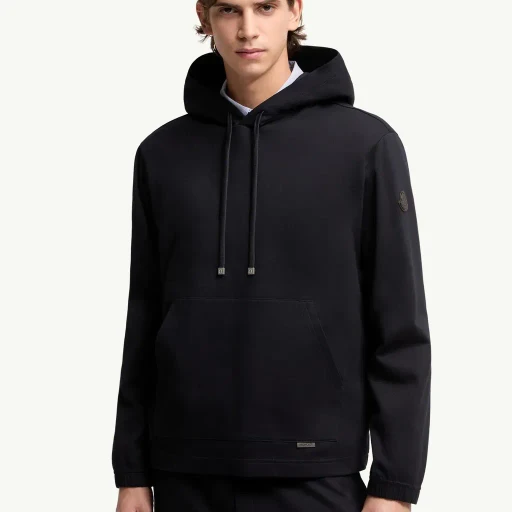 Leather Logo Cotton Blend Hoodie