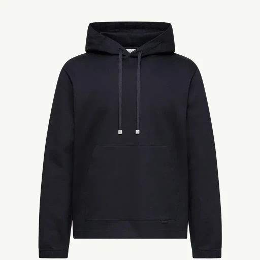 Leather Logo Cotton Blend Hoodie