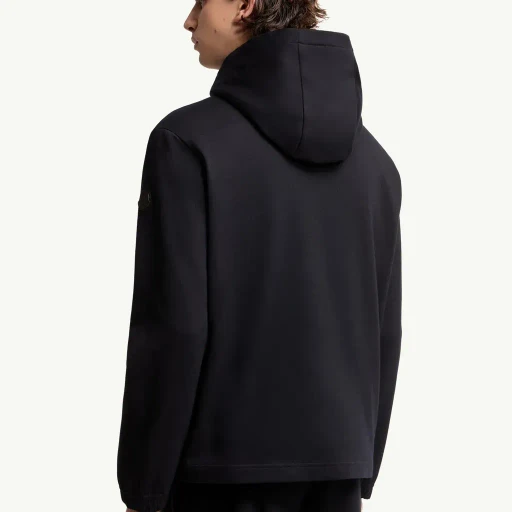 Leather Logo Cotton Blend Hoodie