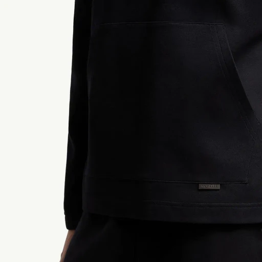Leather Logo Cotton Blend Hoodie