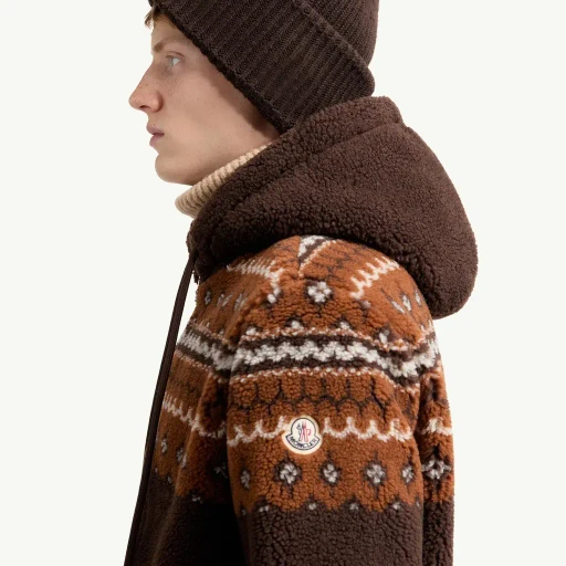 Geometric Jacquard Wool Blend Hoodie