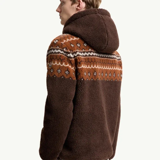 Geometric Jacquard Wool Blend Hoodie