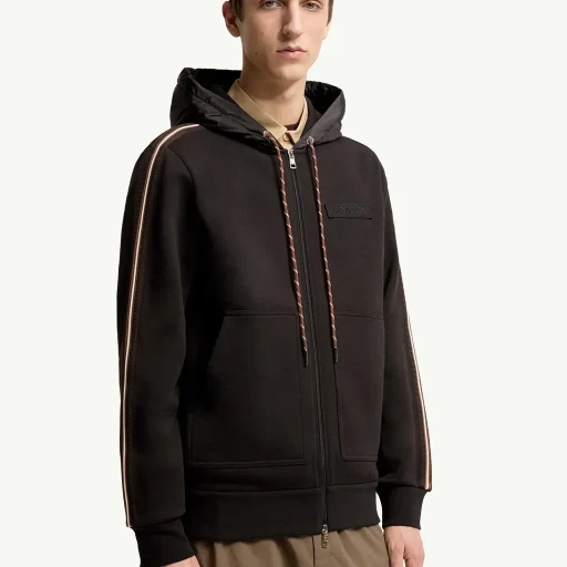 Striped Logo Cotton Hoodie