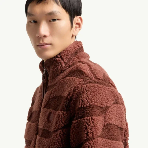 Teddy Jacquard Zip-Up Sweatshirt