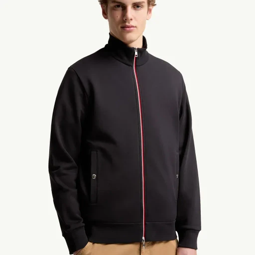 Tricolour-Trimmed Cotton Zip-Up Sweatshirt