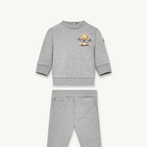Embroidered Teddy Bear Cotton Tracksuit Set