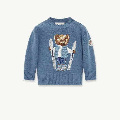 Embroidered Teddy Bear Wool Jumper