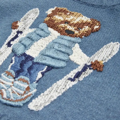 Embroidered Teddy Bear Wool Jumper