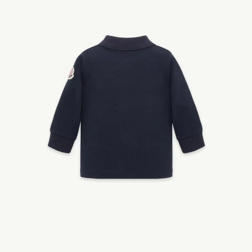 Tricolour Cotton Piquet Long Sleeve Polo Shirt